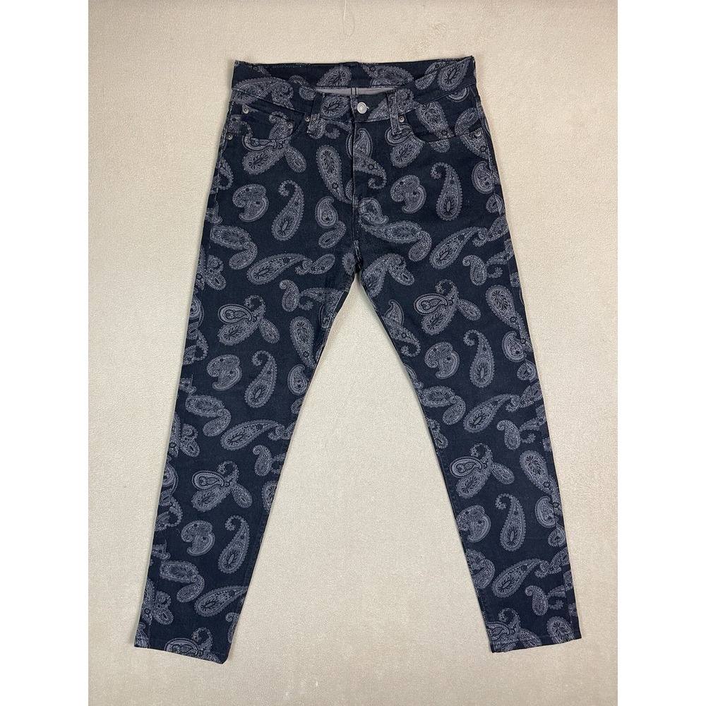 Levis Jeans Mens 29x30 Black 512 Paisley Denim Casual Denim Tapered Adult